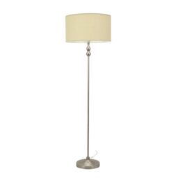 ValueLights Maggie Brushed Chrome Candlestick Floor Lamp with Fabric Shade with LED Bulb in Natural - thumbnail 2