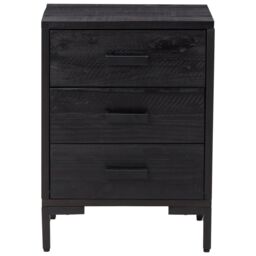 Berkfield Home Bedside Cabinet Black 36x30x54 cm Solid Pinewood - Size: 36 x 30 x 54 cm - thumbnail 3