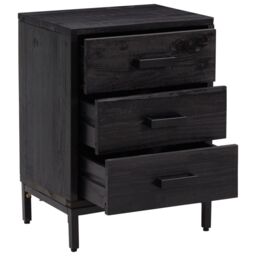 Berkfield Home Bedside Cabinet Black 36x30x54 cm Solid Pinewood - Size: 36 x 30 x 54 cm - thumbnail 4