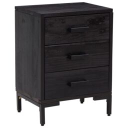 Berkfield Home Bedside Cabinet Black 36x30x54 cm Solid Pinewood - Size: 36 x 30 x 54 cm - thumbnail 2