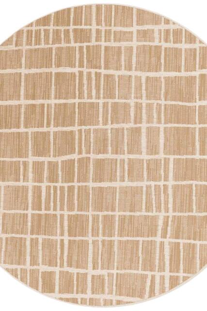 THE RUGS Ted Baker Indoor Outdoor Crouch Round Abstract Rug in Beige - Size: 160 cm diameter - image 1