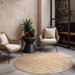 THE RUGS Ted Baker Indoor Outdoor Crouch Round Abstract Rug in Beige - Size: 160 cm diameter - thumbnail 3