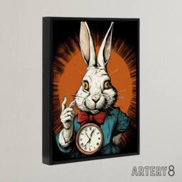 "Artery8 Alice Adventures In Wonderland White Rabbit Framed Canvas Wall Art Print in Red - Size: W12"" x H16""" - thumbnail 2