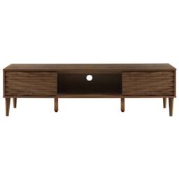 Wyld and Coco Dark Brown TV Stand for up to 75 Inch TVs Two Cabinets and Wide Top - thumbnail 4