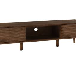Wyld and Coco Dark Brown TV Stand for up to 75 Inch TVs Two Cabinets and Wide Top - thumbnail 2