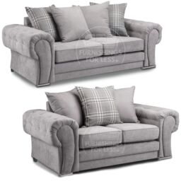Furnishings For Less UK Milan Fabric Sofa Suite 3 & 2 Seater Sofa Set Scatter Back in Grey - thumbnail 1