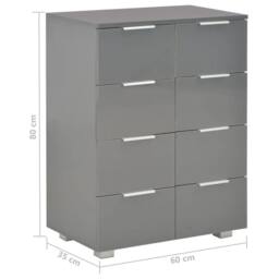 Berkfield Home Sideboard High Gloss Grey 60x35x80 cm Engineered Wood - Size: 60 x 35 x 80 cm - thumbnail 9