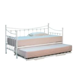 Comfy Living Ltd White Ornate Metal Day Bed With Trundle - Size: Single - thumbnail 2