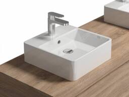 Vente-unique Light Natural Wall-Hung Bathroom Unit With Double Square Countertop in Light Oak - thumbnail 6
