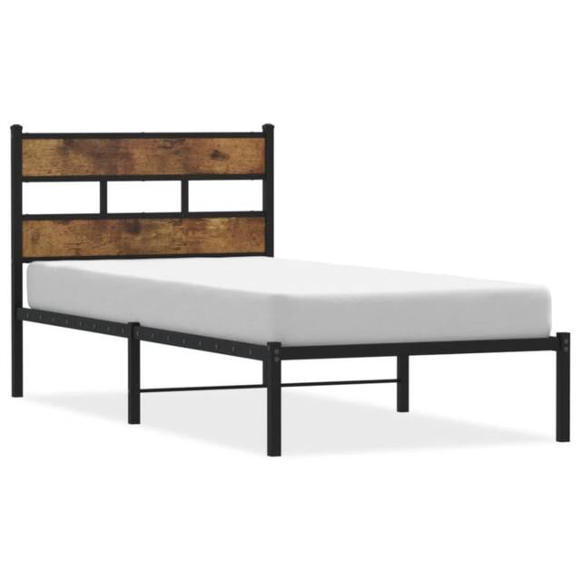 Berkfield Home Metal Bed Frame without Mattress Smoked Oak 100x200 cm in Brown - image 1