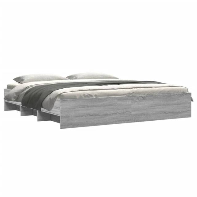 Berkfield Home Durable Bed Frame Frame Grey Sonoma 180x200 cm Super King Wood - image 1