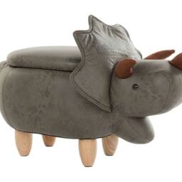 Wyld and Coco Triceratops Kids Storage Stool - Dark Green Polyester Upholstery - thumbnail 2