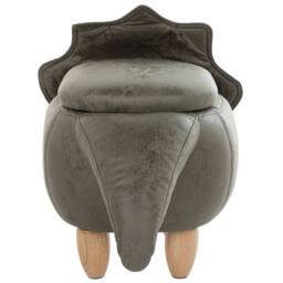 Wyld and Coco Triceratops Kids Storage Stool - Dark Green Polyester Upholstery - thumbnail 6