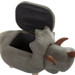 Wyld and Coco Triceratops Kids Storage Stool - Dark Green Polyester Upholstery - thumbnail 8