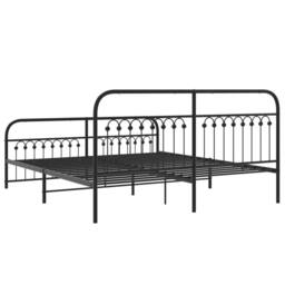 Berkfield Home Metal Bed Frame without Mattress with Footboard Black 183x213cm - Size: 183x213 cm - thumbnail 6