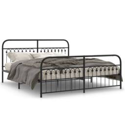 Berkfield Home Metal Bed Frame without Mattress with Footboard Black 183x213cm - Size: 183x213 cm - thumbnail 3