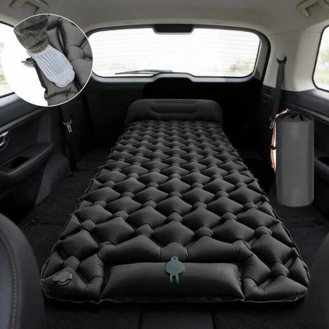 FLAVORA Black Car Inflatable Camping Air Mattress - Size: Single - image 1
