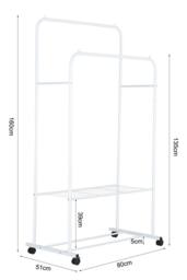 Living and Home 2-Rod Modern Indoor Bedroom Clothes Rack Garment Hanger with 2-tier Storage Shelf in White - thumbnail 6