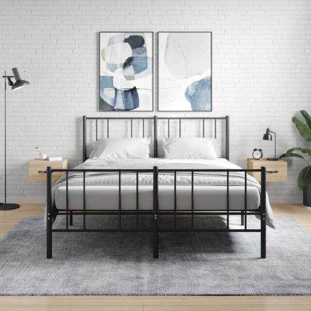 Berkfield Home Wall-mounted Bedside Cabinets 2 pcs Sonoma Oak 35x35x20 cm in Tan - Size: 35 x 35 x 20 cm - image 1