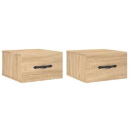 Berkfield Home Wall-mounted Bedside Cabinets 2 pcs Sonoma Oak 35x35x20 cm in Tan - Size: 35 x 35 x 20 cm - thumbnail 2
