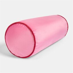 OHS Matte Velvet Round Bolster Cushion Neck Roll Pillow, Pink/Red in Red - thumbnail 5