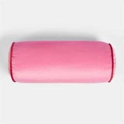 OHS Matte Velvet Round Bolster Cushion Neck Roll Pillow, Pink/Red in Red - thumbnail 4