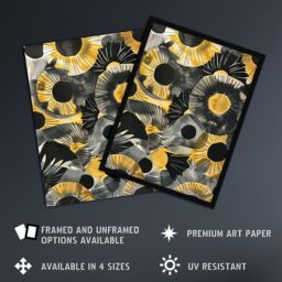 "Artery8 Abstract Black & Yellow Sunflowers Watercolour Framed Art Print - Size: W12"" x H16""" - thumbnail 2