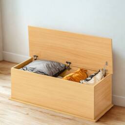 Pirlo Plush Large Wooden Storage Box Chest Trunk in Brown - thumbnail 1