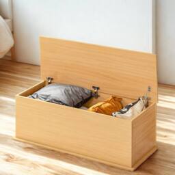 Pirlo Plush Large Wooden Storage Box Chest Trunk in Brown - thumbnail 2
