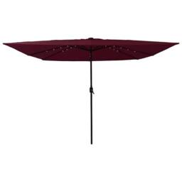 Berkfield Home Square Garden Parasol with LED Lights 295x245 cm Bordeaux Red in Burgundy - thumbnail 3