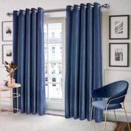 New Edge Blinds Wave Woven Jacquard Curtains in Navy - Size: 168 cm width x 137 cm drop - thumbnail 1