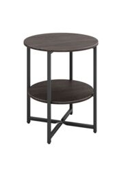 Living and Home Walnut Colored Small Round Coffee Table with 2 Tier - thumbnail 2