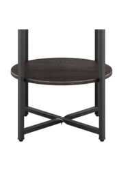 Living and Home Walnut Colored Small Round Coffee Table with 2 Tier - thumbnail 5