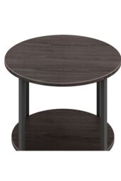 Living and Home Walnut Colored Small Round Coffee Table with 2 Tier - thumbnail 4