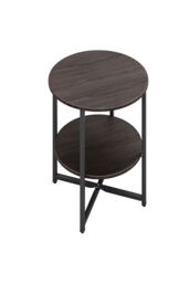 Living and Home Walnut Colored Small Round Coffee Table with 2 Tier - thumbnail 3