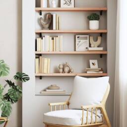 Berkfield Home Wall Shelf 100x20x4 cm Untreated Solid Wood Oak in Light Oak - Size: 100 x 20 x 4 cm