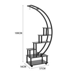 FLAVORA 6 Tier Half Moon Metal Plant Stand Indoor Flower Pot in Black - Size: 100g - thumbnail 2