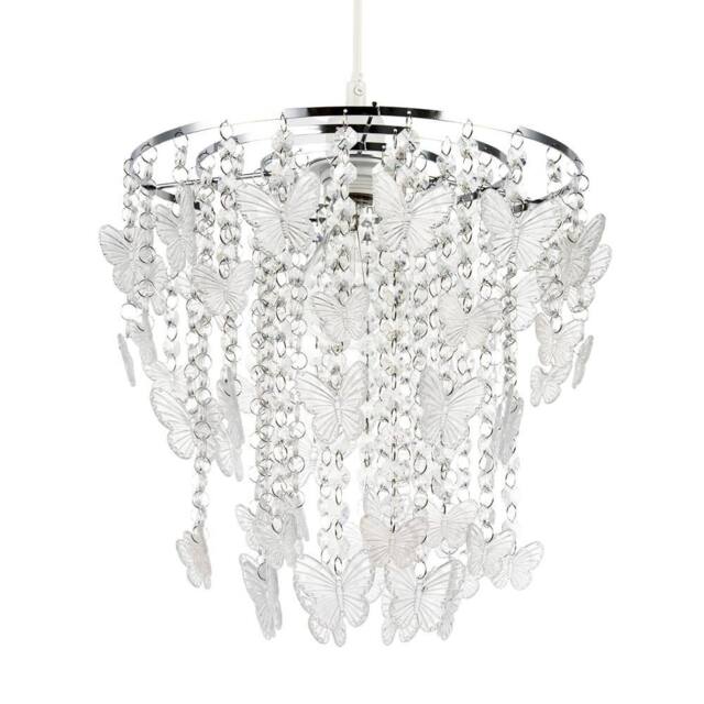 Happy Homewares Modern Butterfly Inspired Pendant Shade with Cascading Acrylic Strands in Silver - image 1