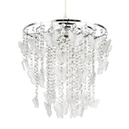 Happy Homewares Modern Butterfly Inspired Pendant Shade with Cascading Acrylic Strands in Silver