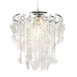 Happy Homewares Modern Butterfly Inspired Pendant Shade with Cascading Acrylic Strands in Silver - thumbnail 2