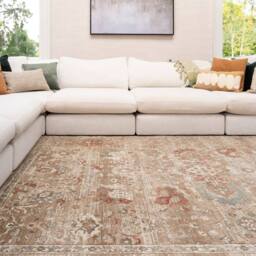 Kukoon Beige Traditional Floral Soft Pile Living Room Area Rug - Size: 160 cm x 230 cm - thumbnail 2