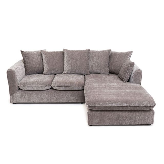 Abakus Direct Lucas Water Repellent Velvet Chenille Right Facing Corner Sofa in Grey - image 1