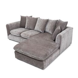 Abakus Direct Lucas Water Repellent Velvet Chenille Right Facing Corner Sofa in Grey - thumbnail 2