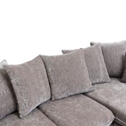 Abakus Direct Lucas Water Repellent Velvet Chenille Right Facing Corner Sofa in Grey - thumbnail 3