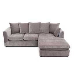 Abakus Direct Lucas Water Repellent Velvet Chenille Right Facing Corner Sofa in Grey