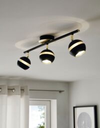 Loops Flush 3 Spot Ceiling Light Colour Black Gold Shade & Back Plate Bulb GU10 3x3.3W - thumbnail 3