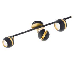 Loops Flush 3 Spot Ceiling Light Colour Black Gold Shade & Back Plate Bulb GU10 3x3.3W - thumbnail 1
