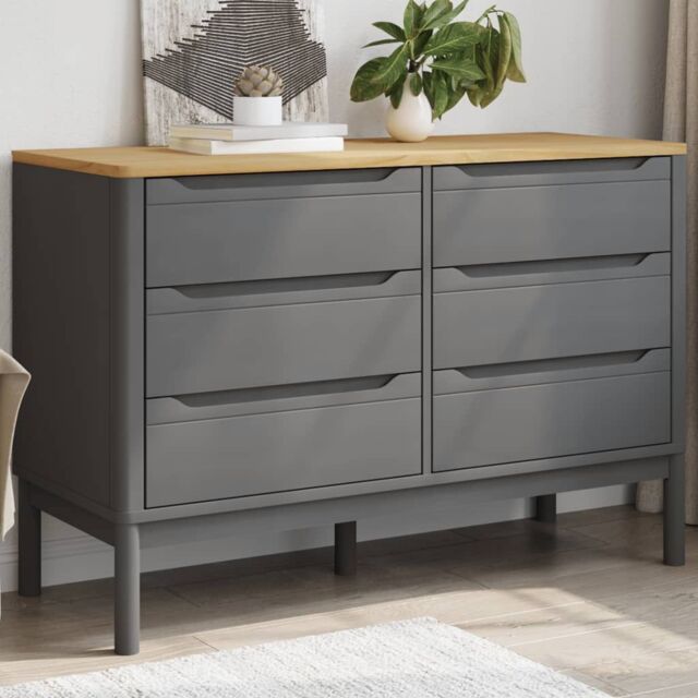 Berkfield Home Chest of Drawers FLORO Grey Solid Wood Pine - image 1