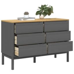 Berkfield Home Chest of Drawers FLORO Grey Solid Wood Pine - thumbnail 4