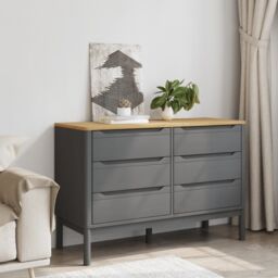 Berkfield Home Chest of Drawers FLORO Grey Solid Wood Pine - thumbnail 3